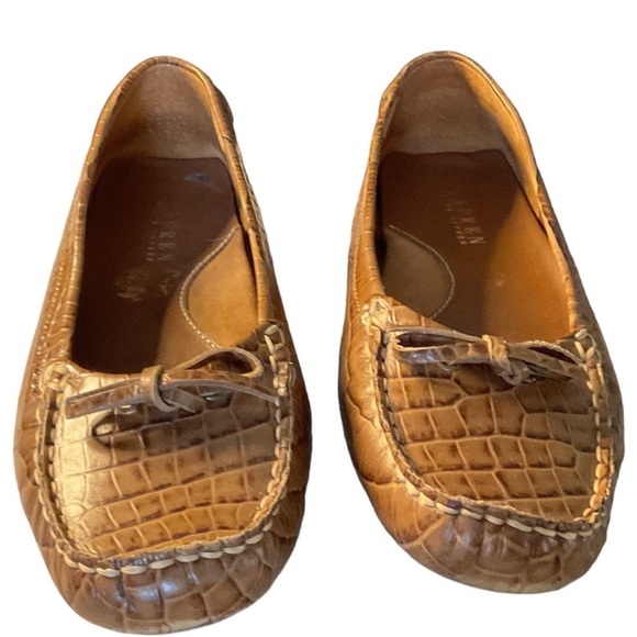 The Lauren Ralph Lauren Catrina Cognac Croc Leather Moc Toe Loafer - Picture 7 of 7